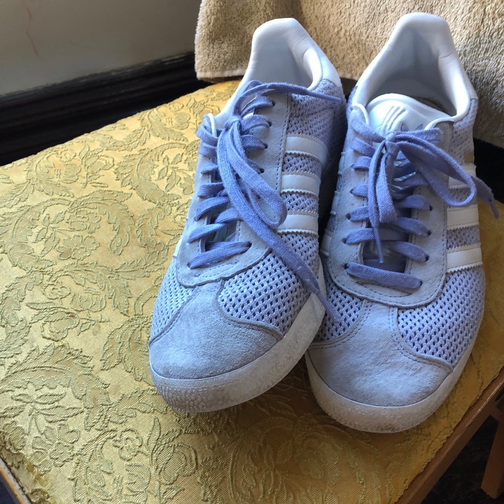 Lavender mesh Adidas Gazelle kicks